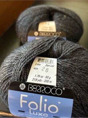 Berroco Folio Luxe Yarn in Charcoal Gray - Soft Luxury Skein
